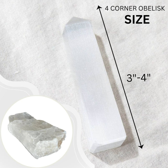 4 CORNER SELENITE OBELISK