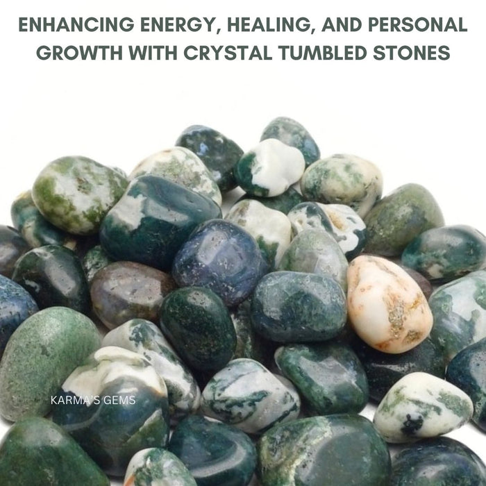 15 TO 25 MM MOSS AGATE POLISH TUMBLED STONE