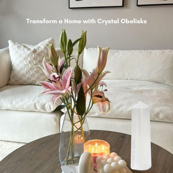 4 CORNER SELENITE OBELISK