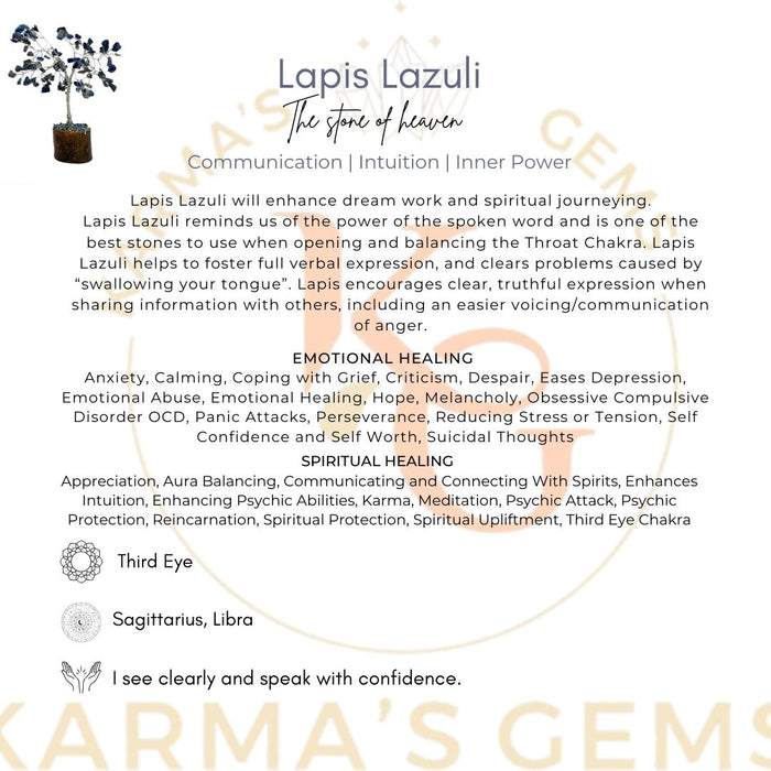 100 BEADS LAPIS LAZULI STONE WIRE TREE