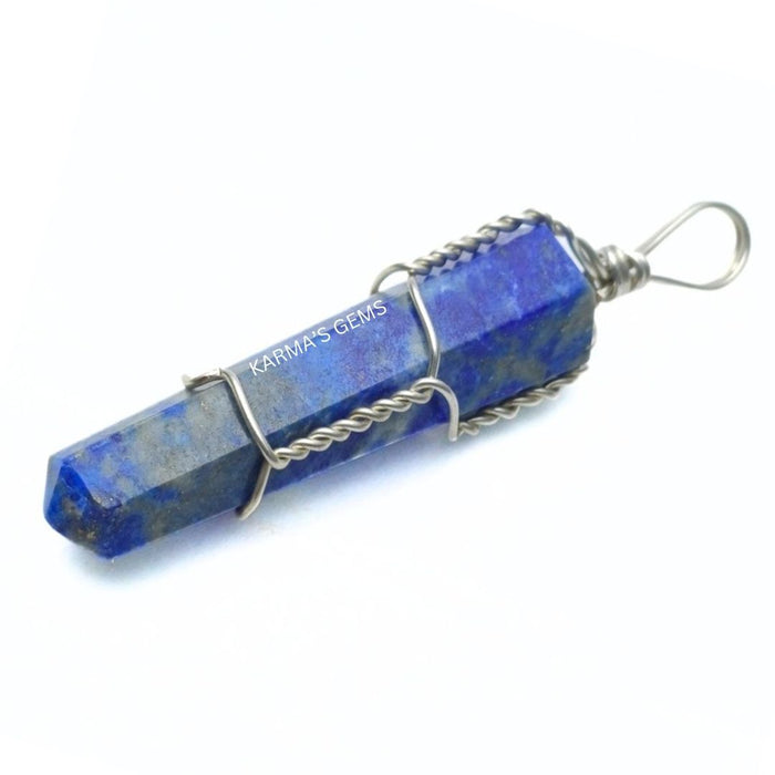 DOUBLE POINT LAPIS LAZULI WRAPPED PENDANT