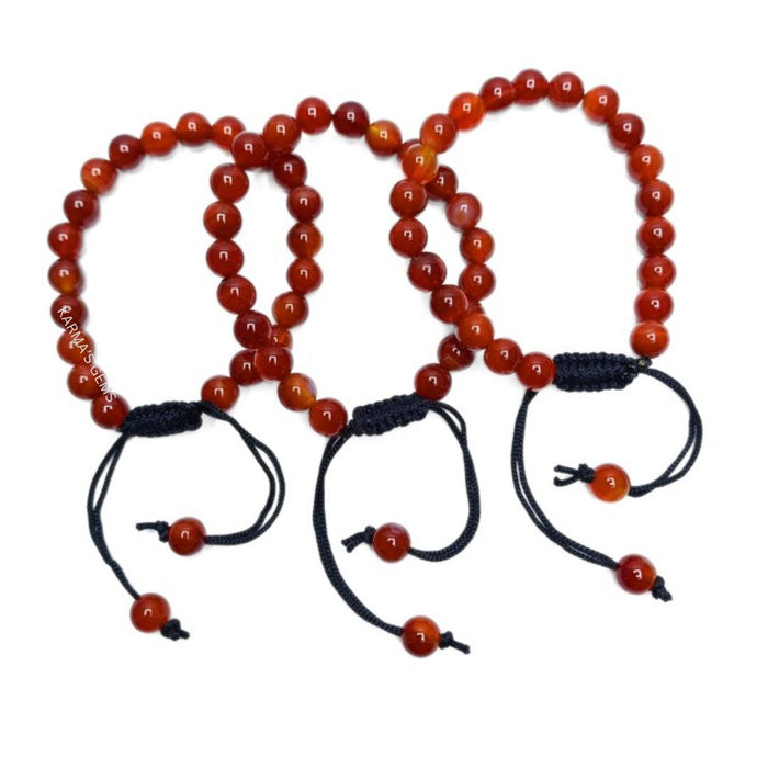 8 MM BEADS RED CARNELIAN STRING BRACELET