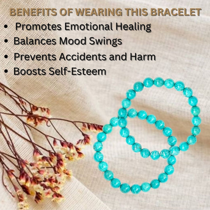 8 MM BEADS TURQUOISE BRACELET