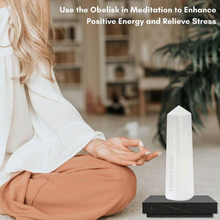 4 CORNER SELENITE OBELISK