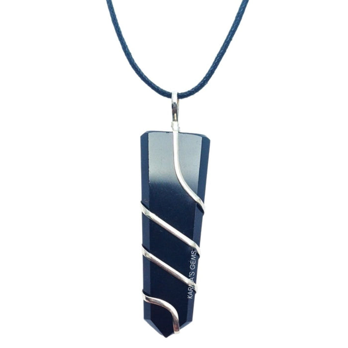 FLAT WRAPPED BLACK OBSIDIAN PENDANT