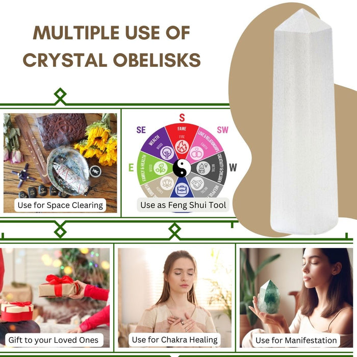 4 CORNER SELENITE OBELISK