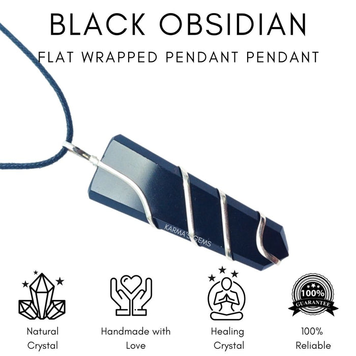 FLAT WRAPPED BLACK OBSIDIAN PENDANT