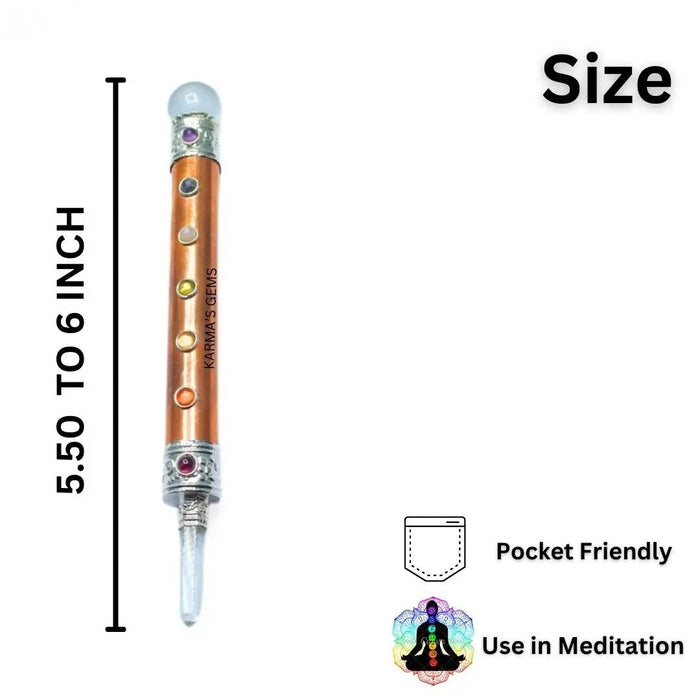 COPPER 3 PIECE 7 CHAKRA STONE,BALL,POINT STICK Karmas Gems