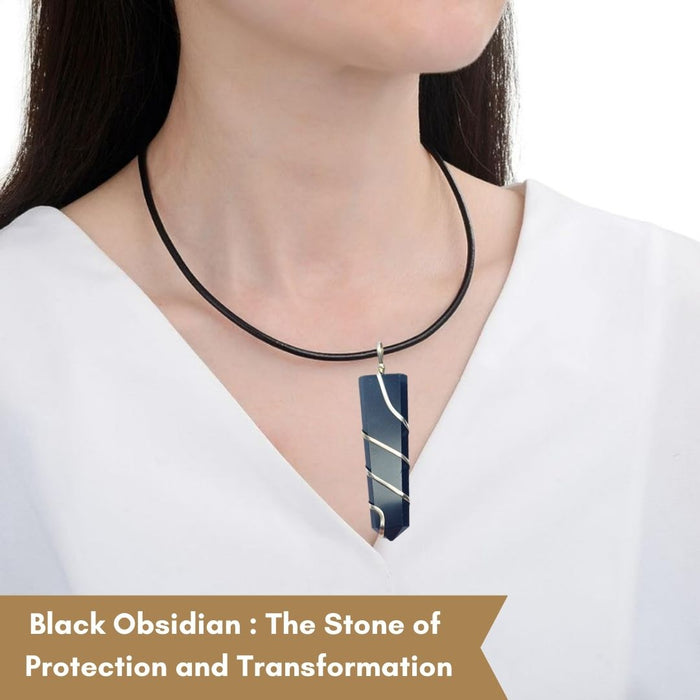 FLAT WRAPPED BLACK OBSIDIAN PENDANT