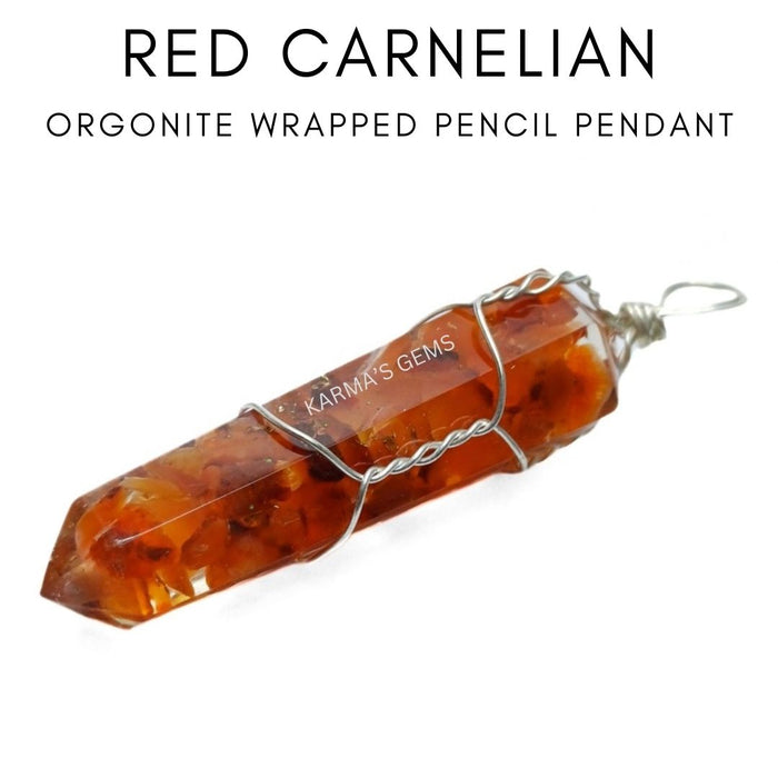 DOUBLE TERMINATED RED CARNELIAN WRAPPED PENDANT