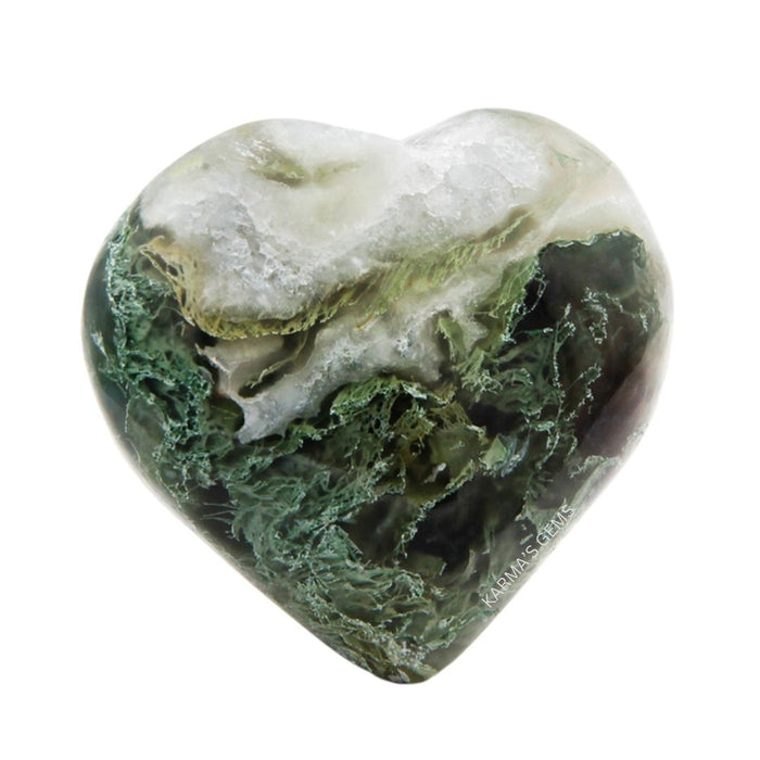 1" MOSS AGATE PUFFY HEART