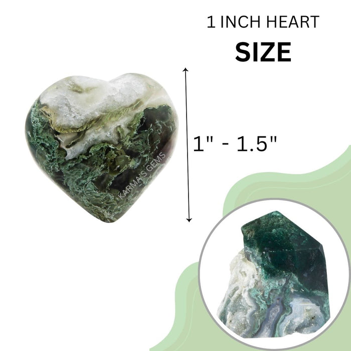 1" MOSS AGATE PUFFY HEART