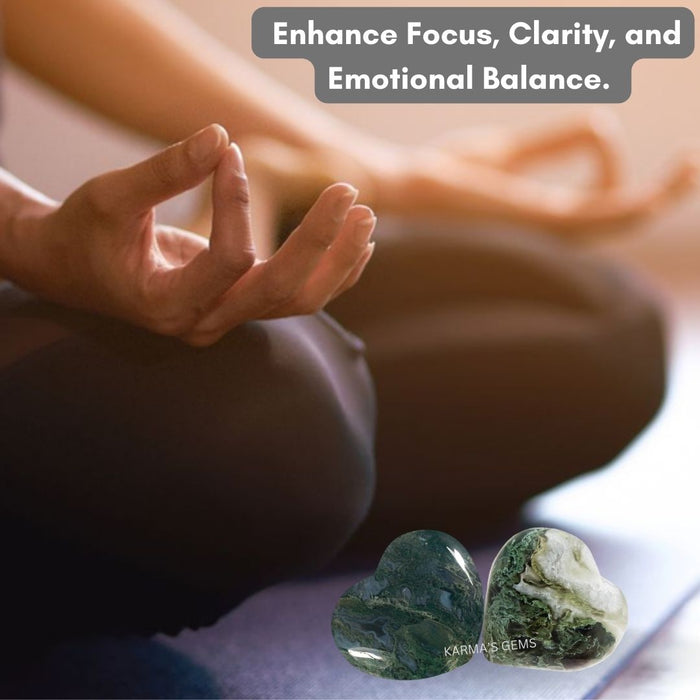 1" MOSS AGATE PUFFY HEART