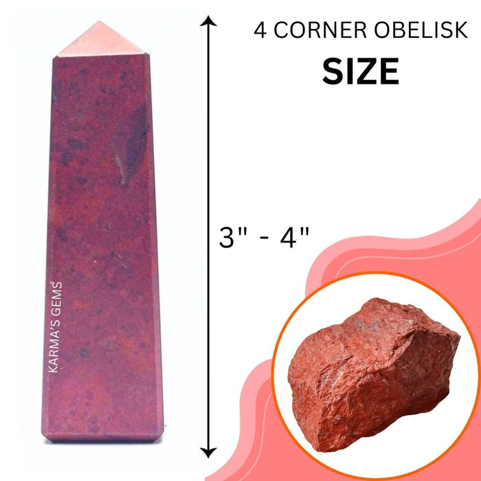 4 CORNER RED JASPER OBELISK