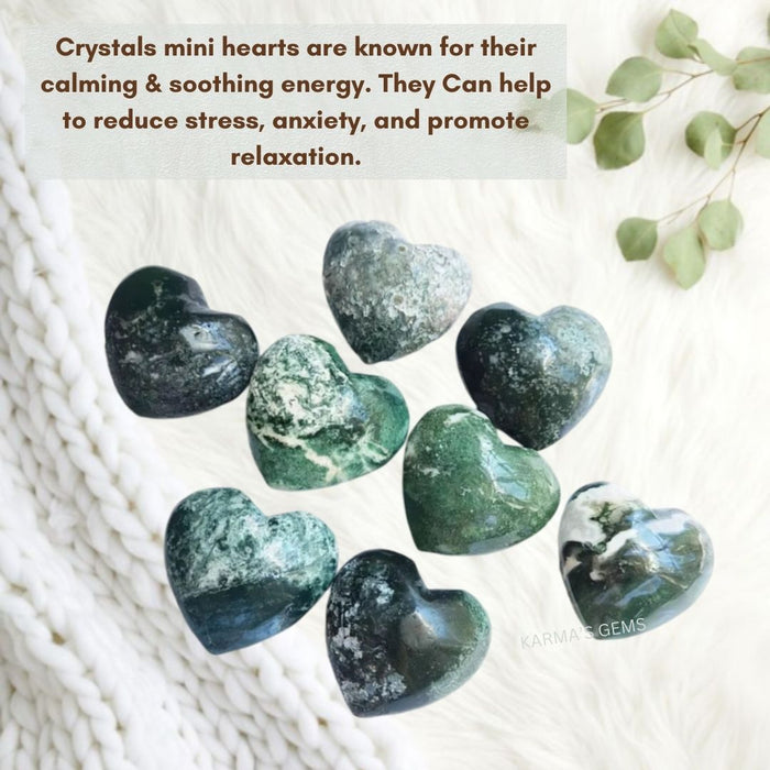 1" MOSS AGATE PUFFY HEART