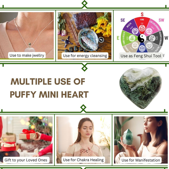 1" MOSS AGATE PUFFY HEART