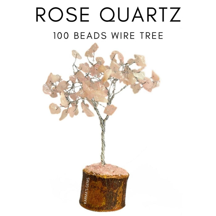 100 BEADS ROSE QUARTZ STONE WIRE TREE