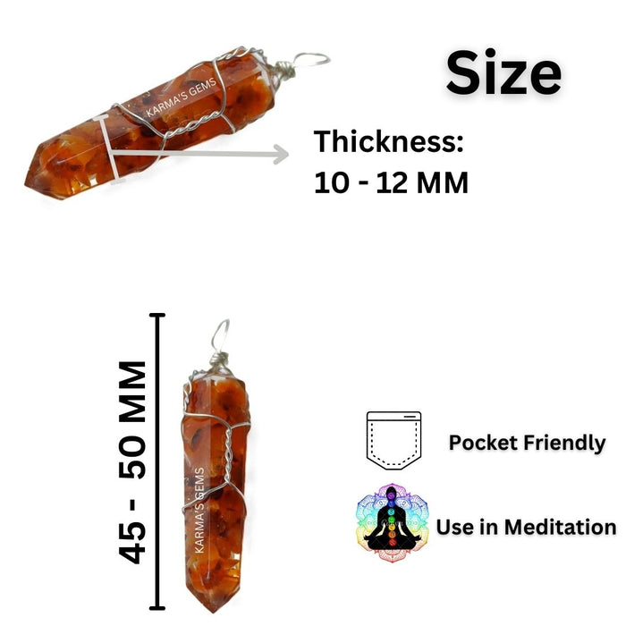 DOUBLE TERMINATED RED CARNELIAN WRAPPED PENDANT