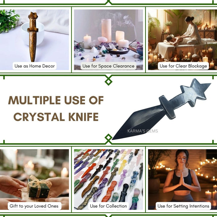 BLACK OBSIDIAN CRYSTAL KNIFE