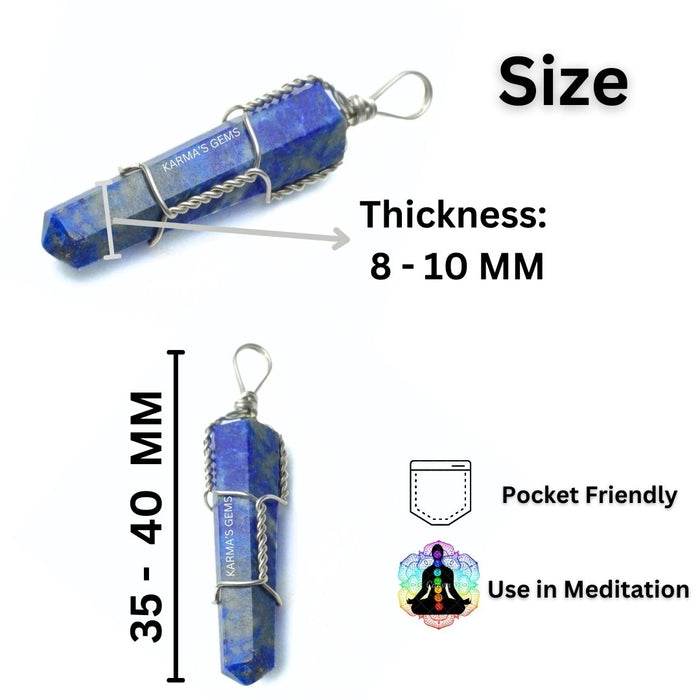 DOUBLE POINT LAPIS LAZULI WRAPPED PENDANT