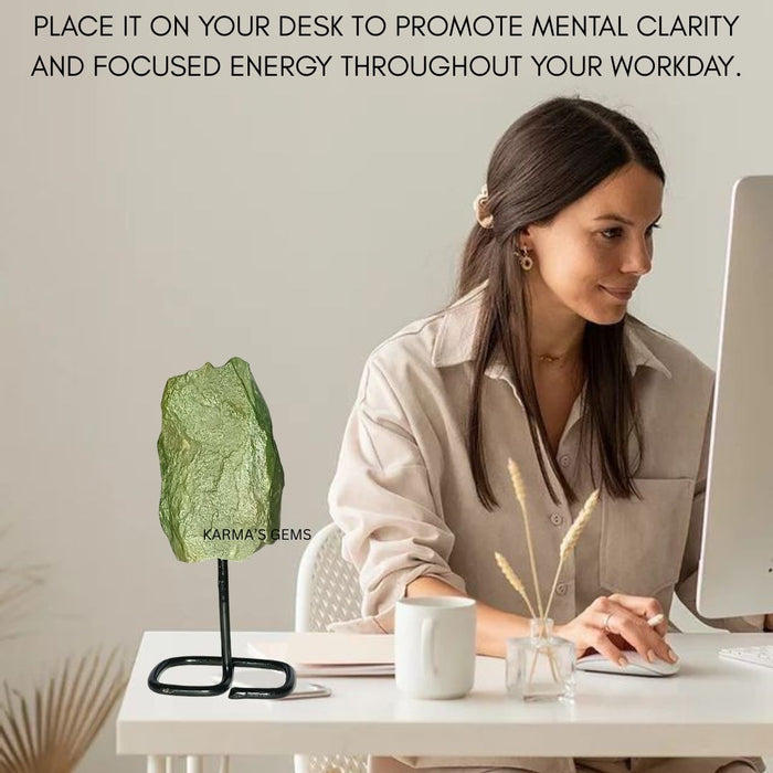 RAW GREEN JADE STONE ON STAND