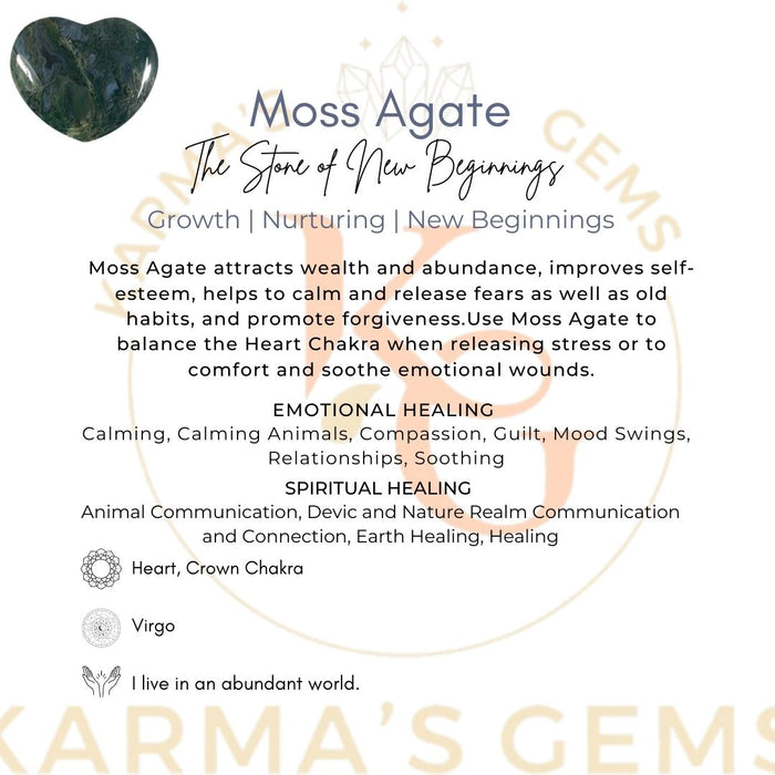 1" MOSS AGATE PUFFY HEART