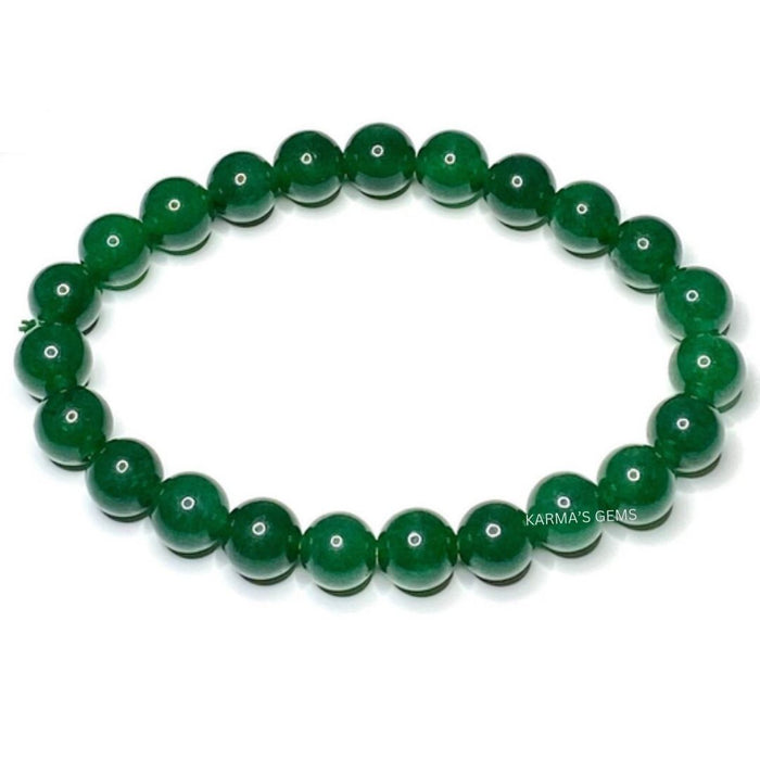 8 MM BEADS GREEN JADE BRACELET