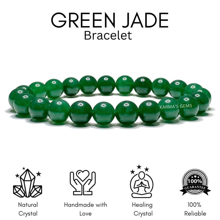 8 MM BEADS GREEN JADE BRACELET