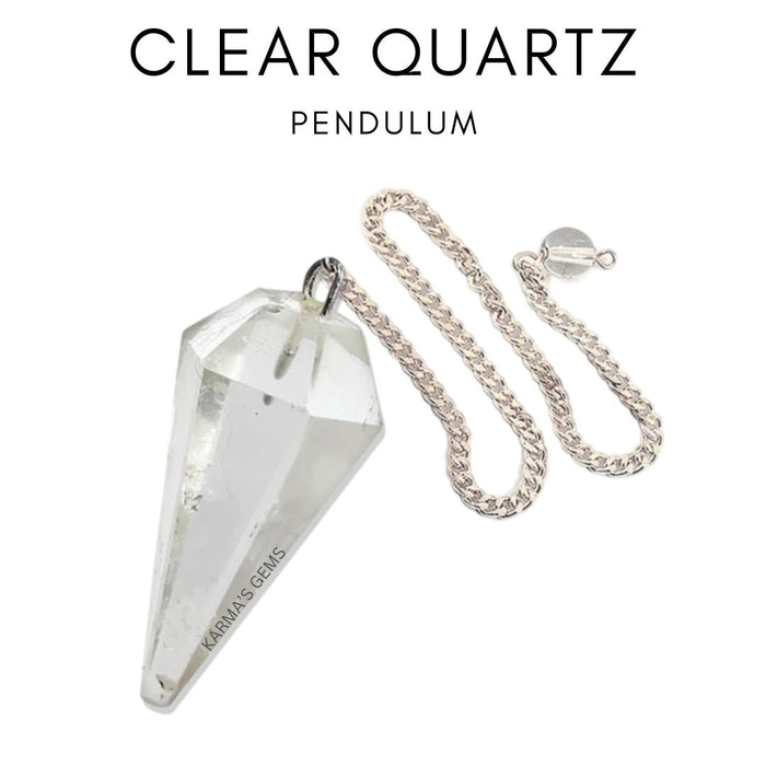 CLEAR QUARTZ STONE DOWSING PENDULUM
