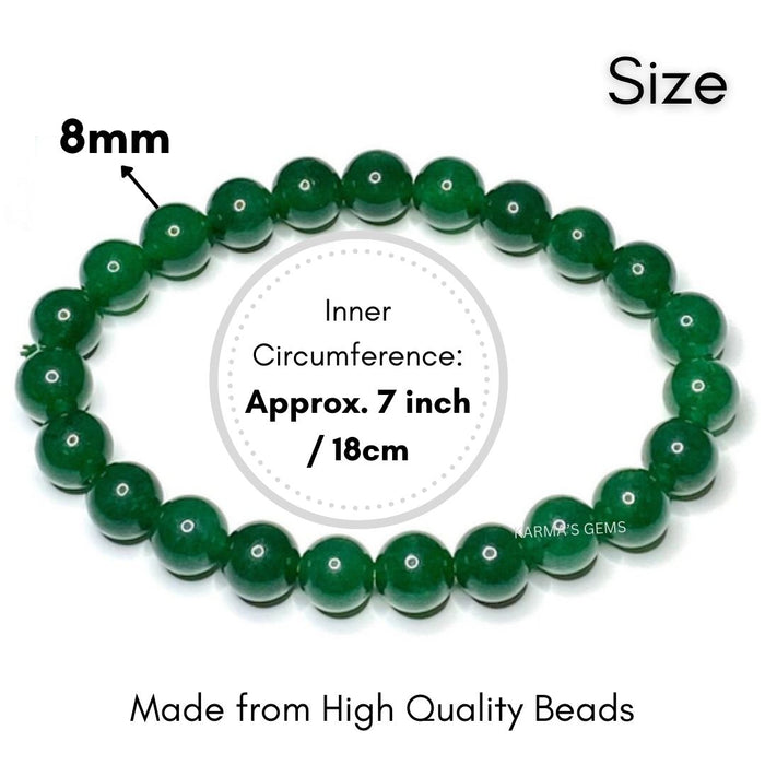 8 MM BEADS GREEN JADE BRACELET