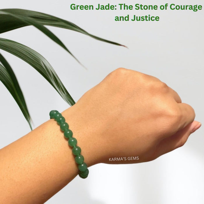 8 MM BEADS GREEN JADE BRACELET