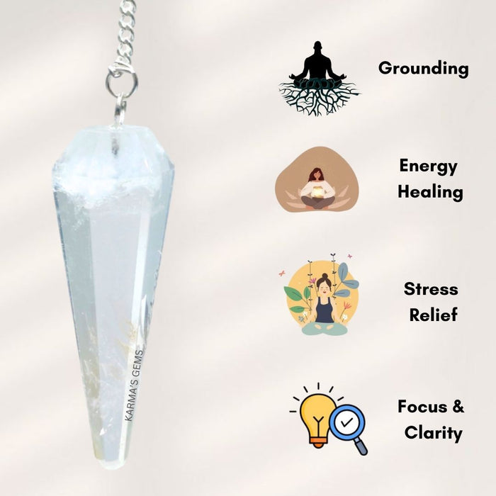 CLEAR QUARTZ STONE DOWSING PENDULUM