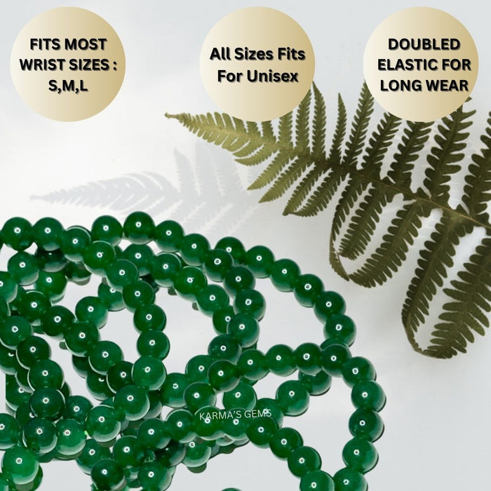 8 MM BEADS GREEN JADE BRACELET