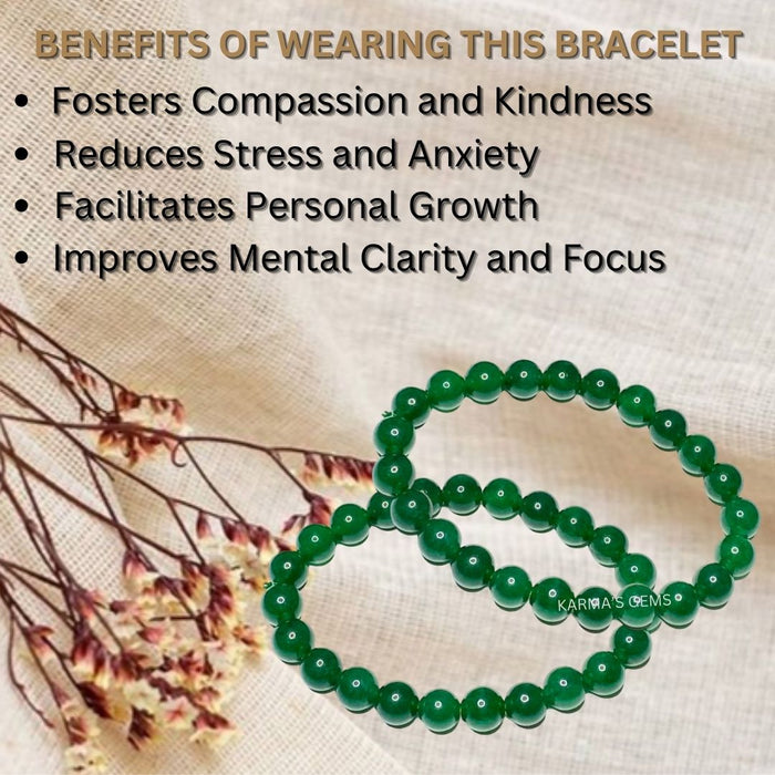 8 MM BEADS GREEN JADE BRACELET