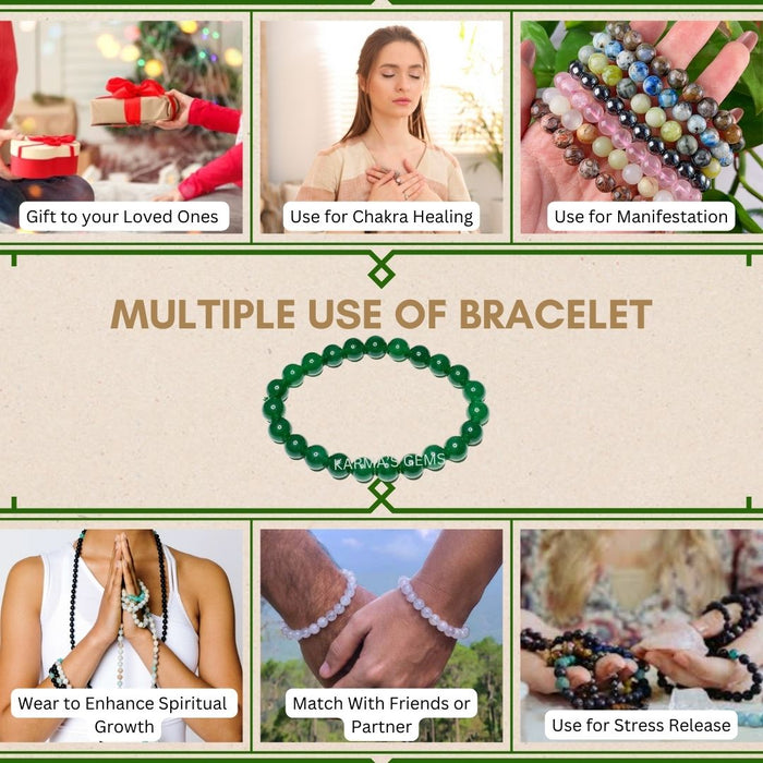 8 MM BEADS GREEN JADE BRACELET