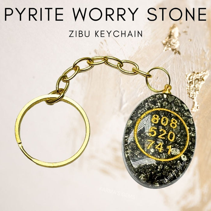 PYRITE CABOCHON ZIBU KEYCHAIN