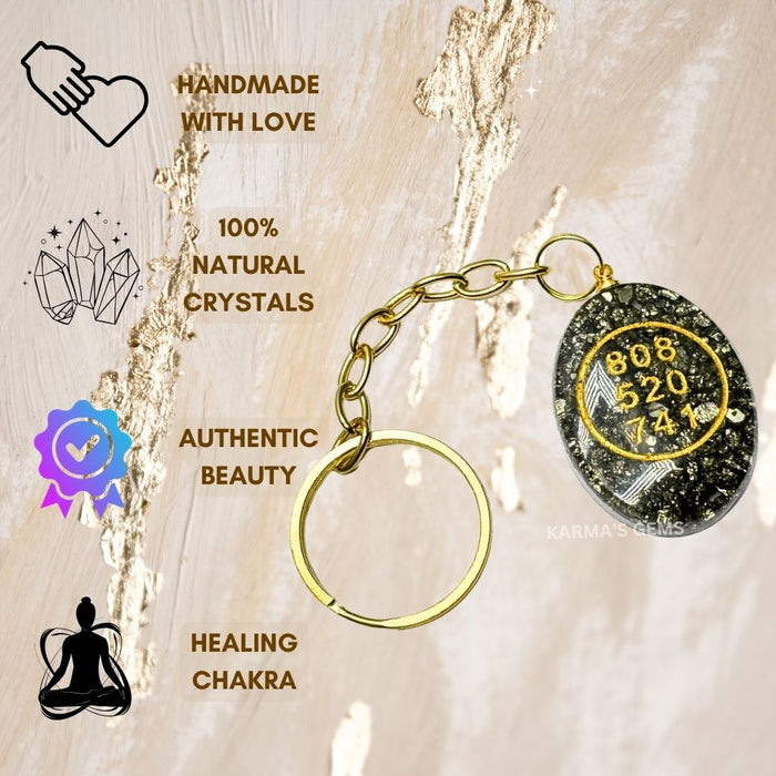 PYRITE CABOCHON ZIBU KEYCHAIN