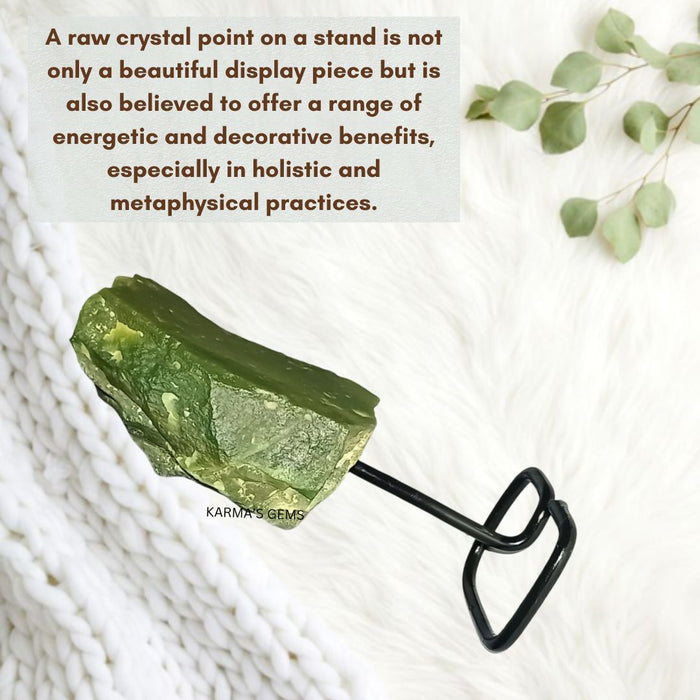 RAW GREEN JADE STONE ON STAND