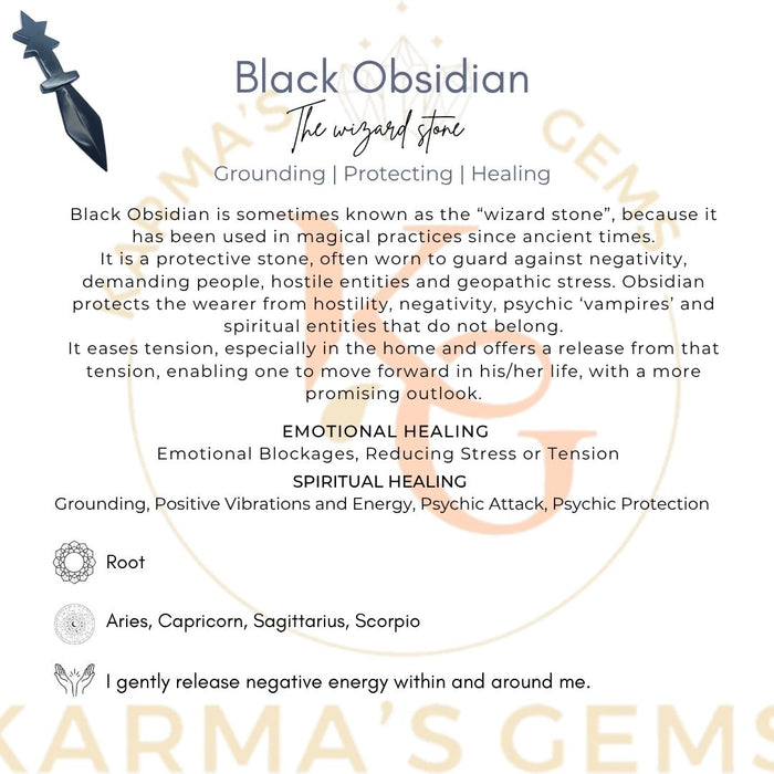 BLACK OBSIDIAN CRYSTAL KNIFE