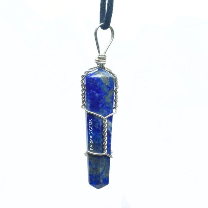 DOUBLE POINT LAPIS LAZULI WRAPPED PENDANT