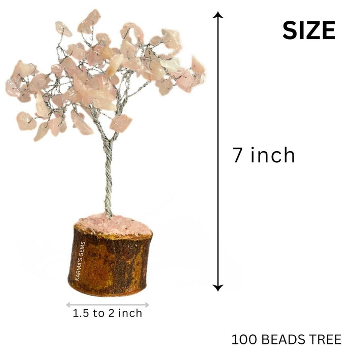 100 BEADS ROSE QUARTZ STONE WIRE TREE
