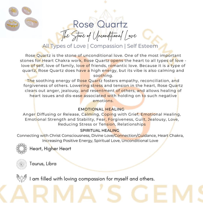 ENGRAVED ROSE QUARTZ OVAL STONE