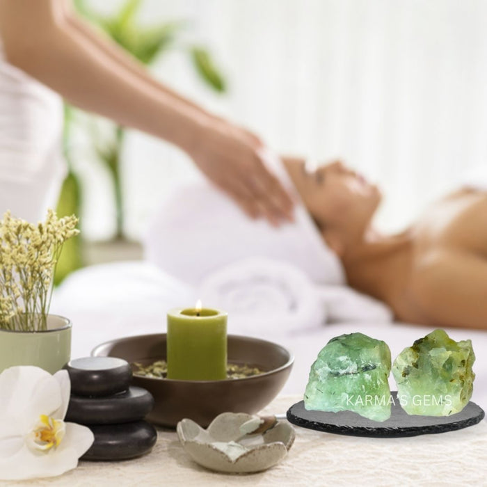 2 PCS 20 TO 25 MM PREHNITE ROUGH STONE