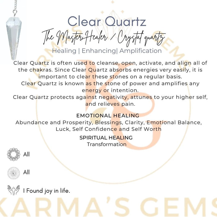 CLEAR QUARTZ STONE DOWSING PENDULUM