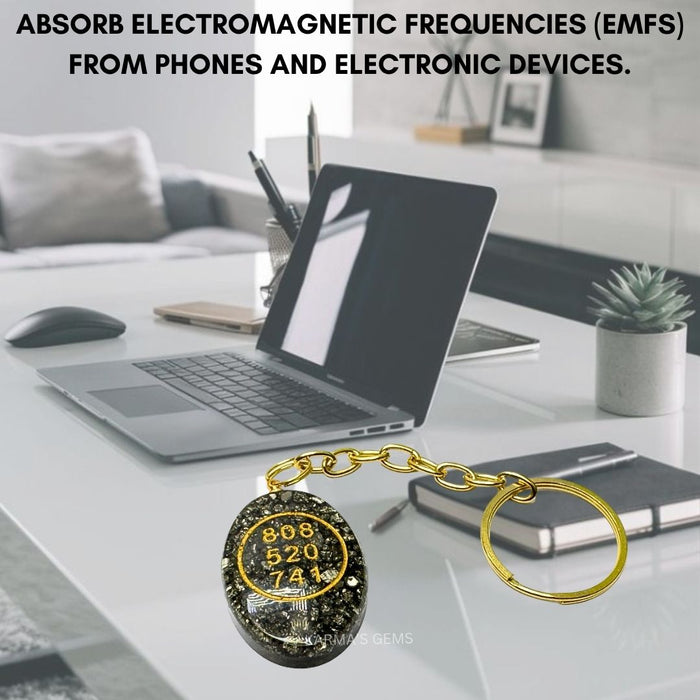 PYRITE CABOCHON ZIBU KEYCHAIN