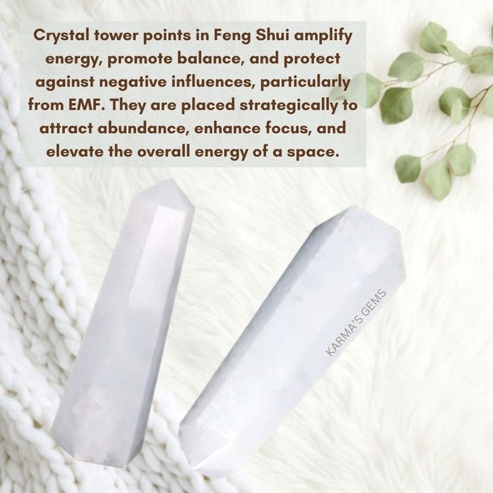 8 CORNER WHITE QUARTZ OBELISK