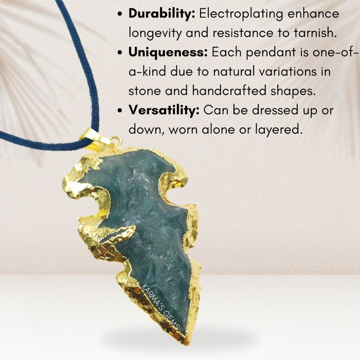 ELECTROPLATED FANCY JASPER STONE PENDANT