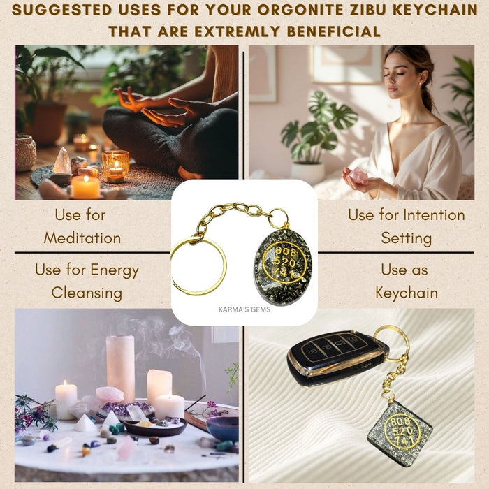 PYRITE CABOCHON ZIBU KEYCHAIN