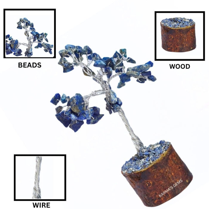 60 BEADS LAPIS LAZULI STONE WIRE TREE