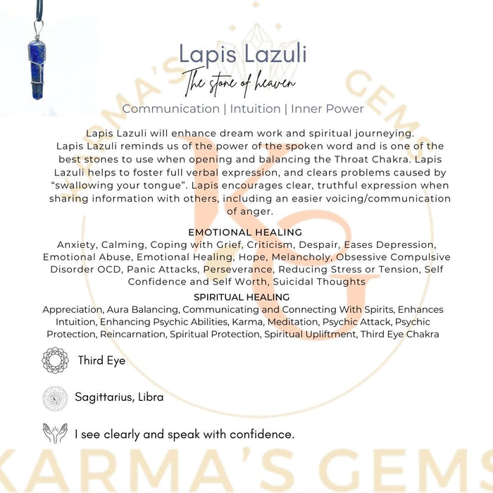 DOUBLE POINT LAPIS LAZULI WRAPPED PENDANT